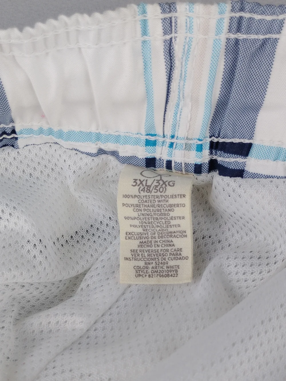 OP Men's Plaid Swim Trunks - White/Navy